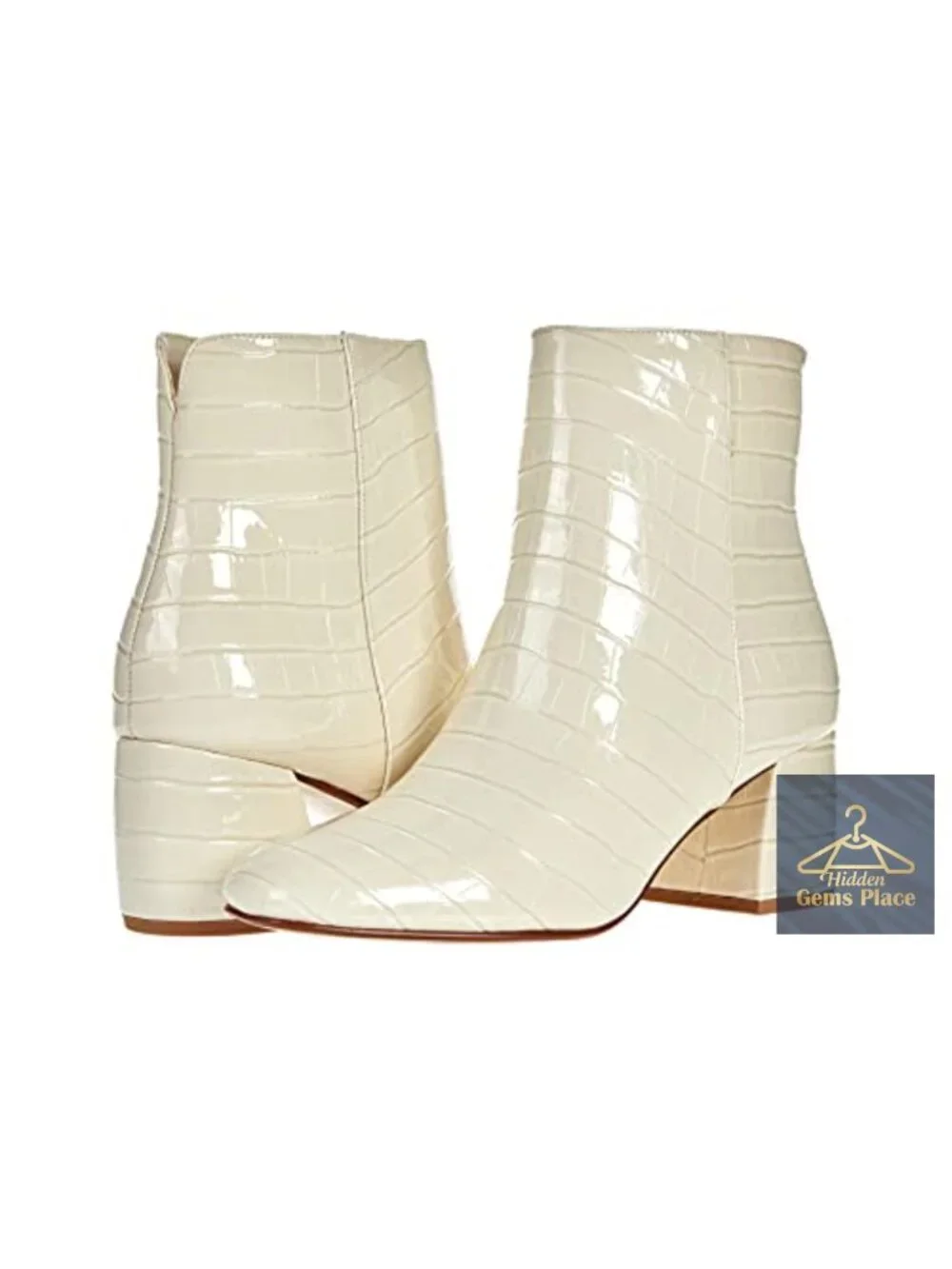 Ankle Bootie with Block Heel, Zip Closure, Synthetic Upper
